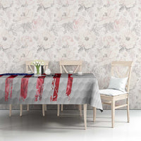 Golf Ball and Clubs Tablecloth with American Flag Smoke Effect and Hexagon Pattern - Wonder Print Shop