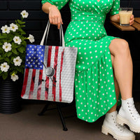 Golf Ball and Clubs Tote Bag with American Flag Smoke Effect and Hexagon Pattern - Wonder Print Shop
