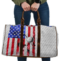 Golf Ball and Clubs Travel Bag with American Flag Smoke Effect and Hexagon Pattern - Wonder Print Shop