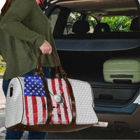 Golf Ball and Clubs Travel Bag with American Flag Smoke Effect and Hexagon Pattern - Wonder Print Shop