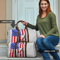 Golf Ball and Clubs Travel Bag with American Flag Smoke Effect and Hexagon Pattern - Wonder Print Shop