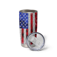 Custom Golf Ball and Clubs Tumbler Cup with American Flag Smoke Effect and Hexagon Pattern - Wonder Print Shop