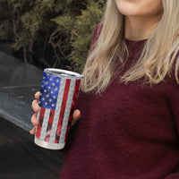 Custom Golf Ball and Clubs Tumbler Cup with American Flag Smoke Effect and Hexagon Pattern - Wonder Print Shop