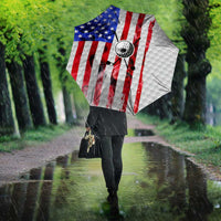 Golf Ball and Clubs Umbrella with American Flag Smoke Effect and Hexagon Pattern - Wonder Print Shop