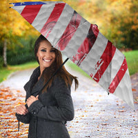 Golf Ball and Clubs Umbrella with American Flag Smoke Effect and Hexagon Pattern - Wonder Print Shop