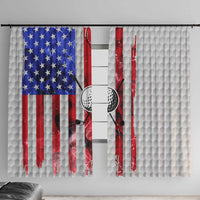 Golf Ball and Clubs Window Curtain with American Flag Smoke Effect and Hexagon Pattern - Wonder Print Shop