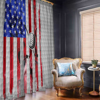 Golf Ball and Clubs Window Curtain with American Flag Smoke Effect and Hexagon Pattern - Wonder Print Shop