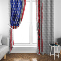 Golf Ball and Clubs Window Curtain with American Flag Smoke Effect and Hexagon Pattern - Wonder Print Shop