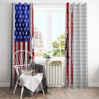 Golf Ball and Clubs Window Curtain with American Flag Smoke Effect and Hexagon Pattern - Wonder Print Shop