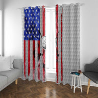 Golf Ball and Clubs Window Curtain with American Flag Smoke Effect and Hexagon Pattern - Wonder Print Shop