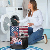 Bowling Rooster Laundry Basket with Striking Pins and American Flag Feather Pattern - Wonder Print Shop