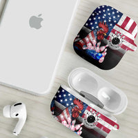Bowling Rooster AirPods Case with Striking Pins and American Flag Feather Pattern - Wonder Print Shop