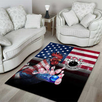 Bowling Rooster Area Rug with Striking Pins and American Flag Feather Pattern - Wonder Print Shop