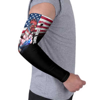 Custom Bowling Rooster Arm Sleeves with Striking Pins and American Flag Feather Pattern - Wonder Print Shop
