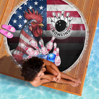 Bowling Rooster Beach Blanket with Striking Pins and American Flag Feather Pattern - Wonder Print Shop