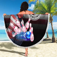 Bowling Rooster Beach Blanket with Striking Pins and American Flag Feather Pattern - Wonder Print Shop