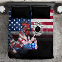 Bowling Rooster Bedding Set with Striking Pins and American Flag Feather Pattern - Wonder Print Shop