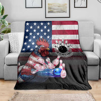Bowling Rooster Blanket with Striking Pins and American Flag Feather Pattern - Wonder Print Shop