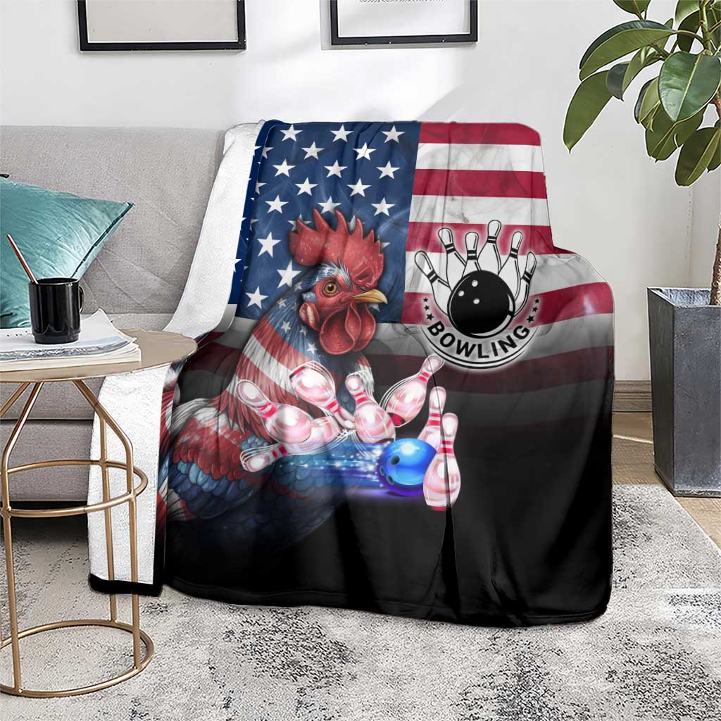 Bowling Rooster Blanket with Striking Pins and American Flag Feather Pattern - Wonder Print Shop