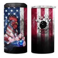 Bowling Rooster 4 in 1 Can Cooler Tumbler with Striking Pins and American Flag Feather Pattern - Wonder Print Shop