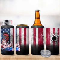 Bowling Rooster 4 in 1 Can Cooler Tumbler with Striking Pins and American Flag Feather Pattern - Wonder Print Shop