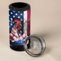 Bowling Rooster 4 in 1 Can Cooler Tumbler with Striking Pins and American Flag Feather Pattern - Wonder Print Shop