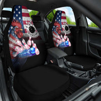 Bowling Rooster Car Seat Cover with Striking Pins and American Flag Feather Pattern - Wonder Print Shop