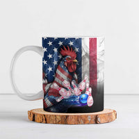 Bowling Rooster Ceramic Mug with Striking Pins and American Flag Feather Pattern - Wonder Print Shop