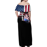 Custom Bowling Rooster Family Matching Off Shoulder Maxi Dress and Hawaiian Shirt with Striking Pins and American Flag Feather Pattern - Wonder Print Shop