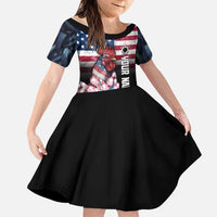 Custom Bowling Rooster Family Matching Off Shoulder Short Dress and Hawaiian Shirt with Striking Pins and American Flag Feather Pattern - Wonder Print Shop