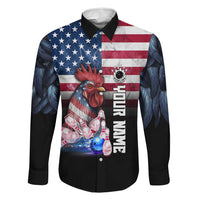 Custom Bowling Rooster Family Matching Summer Maxi Dress and Hawaiian Shirt with Striking Pins and American Flag Feather Pattern - Wonder Print Shop