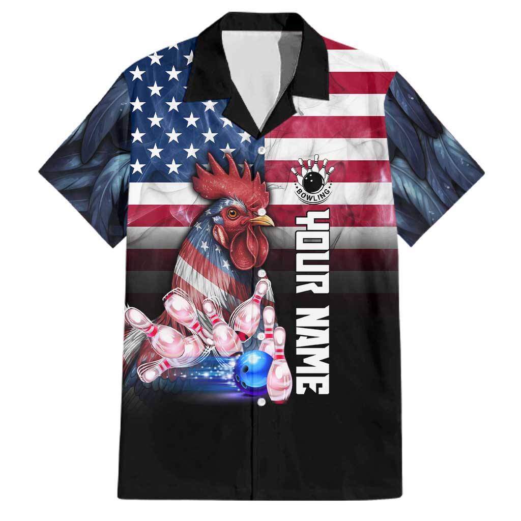 Custom Bowling Rooster Family Matching Tank Maxi Dress and Hawaiian Shirt with Striking Pins and American Flag Feather Pattern - Wonder Print Shop