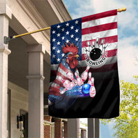 Bowling Rooster Garden Flag with Striking Pins and American Flag Feather Pattern - Wonder Print Shop