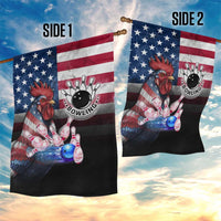 Bowling Rooster Garden Flag with Striking Pins and American Flag Feather Pattern - Wonder Print Shop