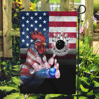 Bowling Rooster Garden Flag with Striking Pins and American Flag Feather Pattern - Wonder Print Shop