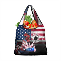 Bowling Rooster Grocery Bag with Striking Pins and American Flag Feather Pattern - Wonder Print Shop