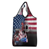 Bowling Rooster Grocery Bag with Striking Pins and American Flag Feather Pattern - Wonder Print Shop