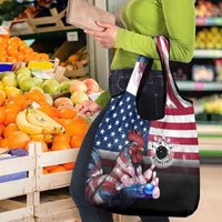 Bowling Rooster Grocery Bag with Striking Pins and American Flag Feather Pattern - Wonder Print Shop