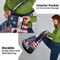 Bowling Rooster Grocery Bag with Striking Pins and American Flag Feather Pattern - Wonder Print Shop