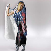Bowling Rooster Hooded Blanket with Striking Pins and American Flag Feather Pattern - Wonder Print Shop