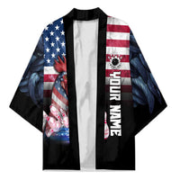 Custom Bowling Rooster Kimono with Striking Pins and American Flag Feather Pattern - Wonder Print Shop