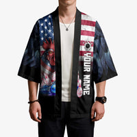 Custom Bowling Rooster Kimono with Striking Pins and American Flag Feather Pattern - Wonder Print Shop