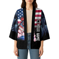 Custom Bowling Rooster Kimono with Striking Pins and American Flag Feather Pattern - Wonder Print Shop