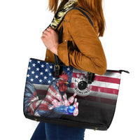 Bowling Rooster Leather Tote Bag with Striking Pins and American Flag Feather Pattern - Wonder Print Shop