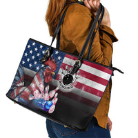 Bowling Rooster Leather Tote Bag with Striking Pins and American Flag Feather Pattern - Wonder Print Shop