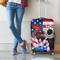 Bowling Rooster Luggage Cover with Striking Pins and American Flag Feather Pattern - Wonder Print Shop