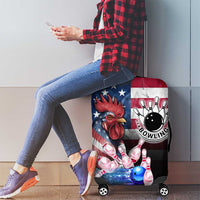 Bowling Rooster Luggage Cover with Striking Pins and American Flag Feather Pattern - Wonder Print Shop