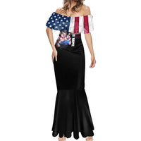 Custom Bowling Rooster Mermaid Dress with Striking Pins and American Flag Feather Pattern - Wonder Print Shop
