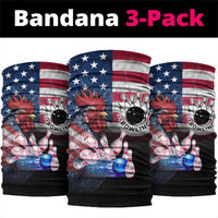 Bowling Rooster Neck Gaiter with Striking Pins and American Flag Feather Pattern - Wonder Print Shop