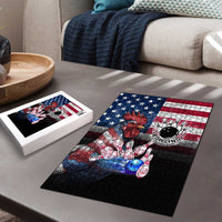 Bowling Rooster Puzzle with Striking Pins and American Flag Feather Pattern - Wonder Print Shop